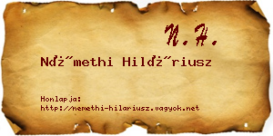 Némethi Hiláriusz névjegykártya